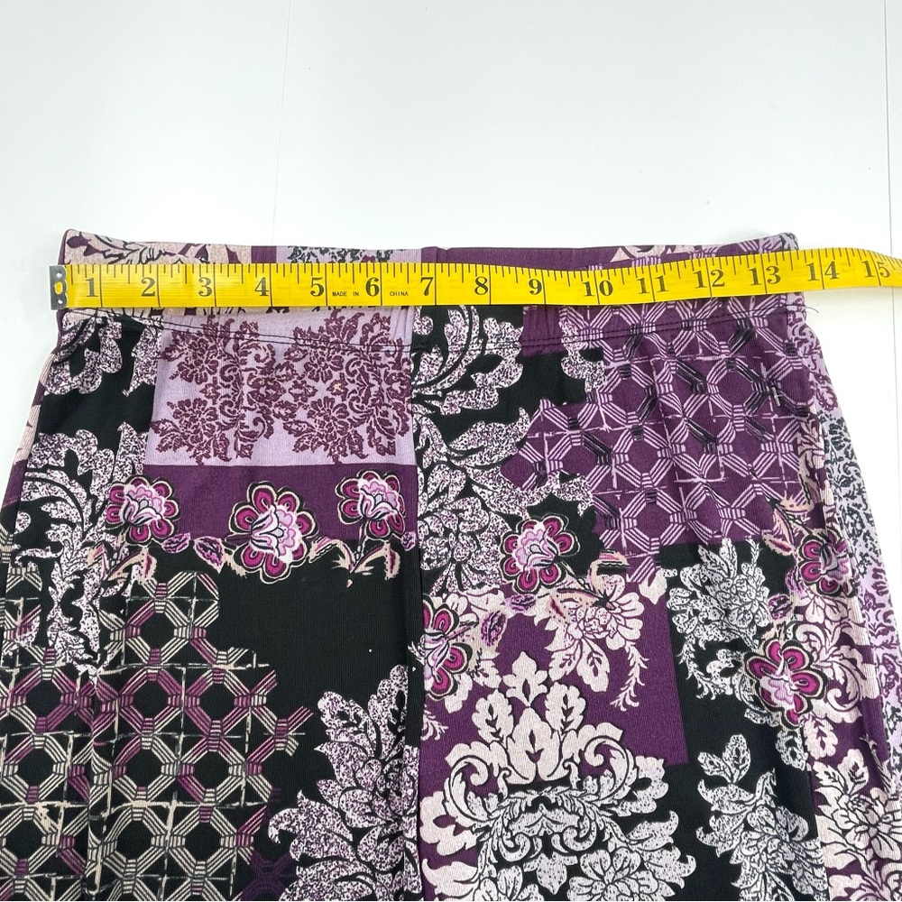 CHICO'S Palazzo Pants Purple Floral Elastic Waist Stretch Wide Leg Size 4/6 R - Picture 6 of 8